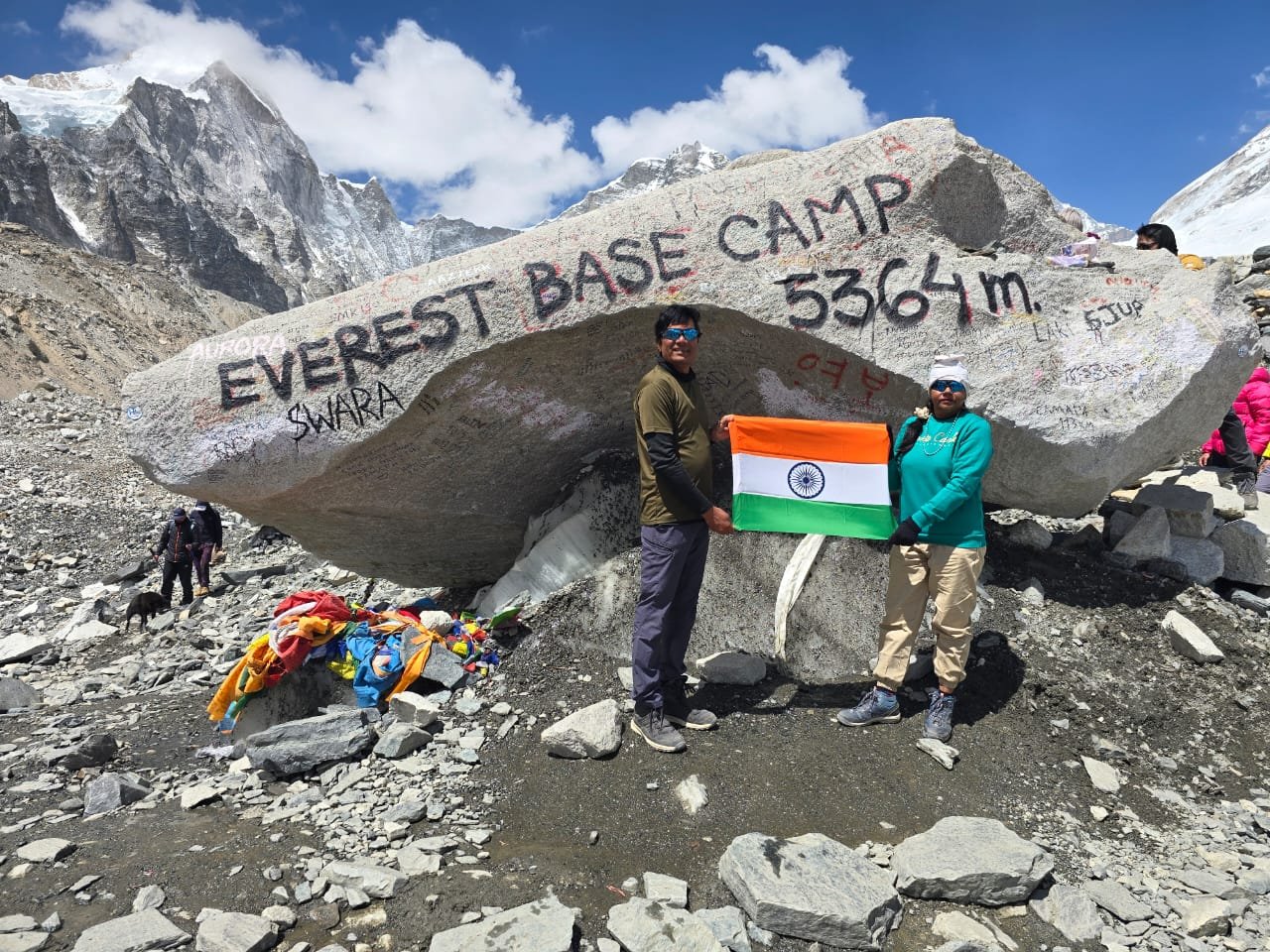 करवीर हायकर्स' च्या सातजणांची तिरंगा फडकवून,  संविधान उद्देशिका प्रदर्शनाने एवरेस्ट बेस कँप' यशस्वी   