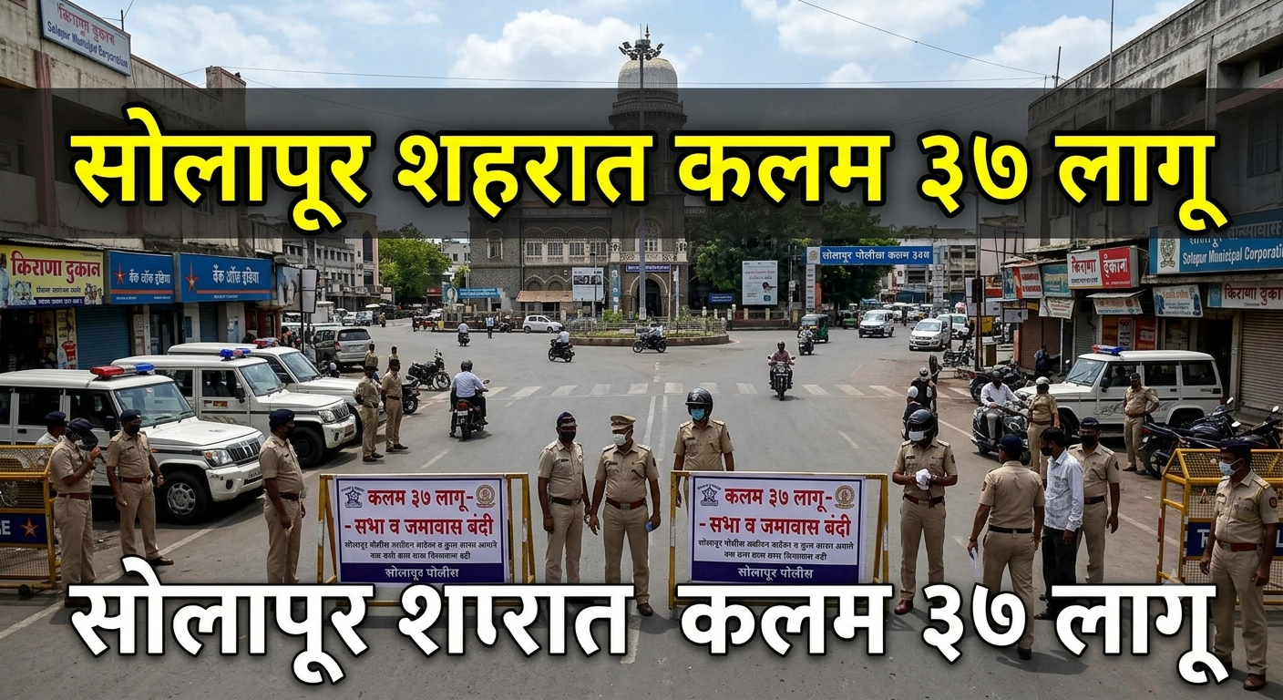 सोलापूर शहरात १५ दिवसांसाठी मनाई आदेश लागू